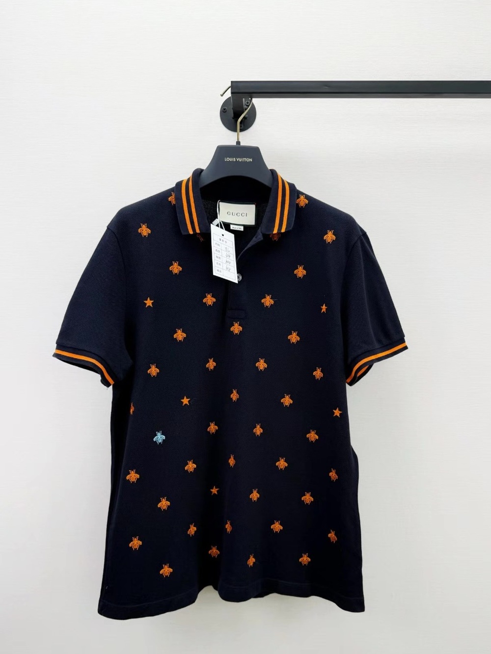 🚩steal Gucci Polo with Orange Bee & Stripe Accents